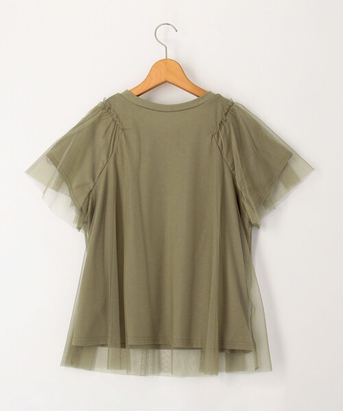 NOLLEY’S（ノーリーズ）の「◇【WEB限定】チュールＴシャツ（Tシャツ/カットソー・レディース・オリーブ/ブラック/オフホワイト・FREE）」の7枚目の写真