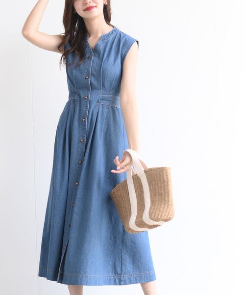 ✨新品タグ付き バーバリーブルーレーベル デニム ノースリーブワンピース 38 バーバリーブルーレーベル BURBERRY BLUE LABEL ノバチェック