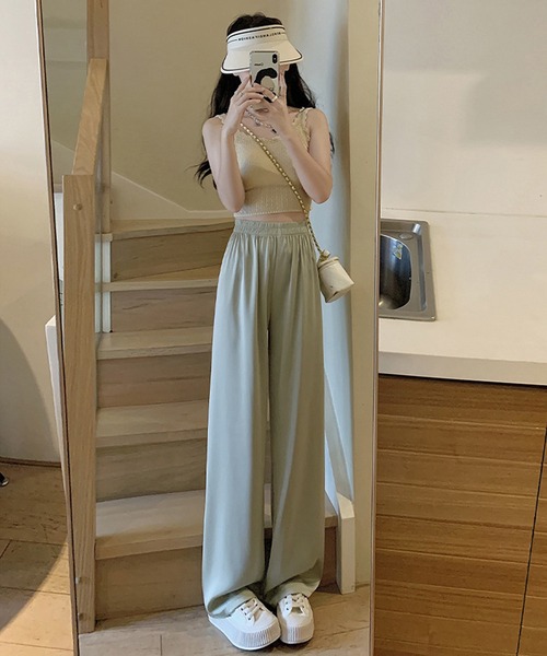 aimoha（アイモハ）の「リラクス　ワイドレッグ サテンパンツ（スウェットパンツ・レディース・ピンク/ホワイト/ブラック/グレー/グリーン/ブルー・LARGE/SMALL/MEDIUM/X-LARGE）」の21枚目の写真