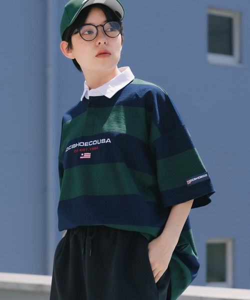 DC SHOES(ディーシーシューズ)の「DC SHOES/ディーシーシューズ BORDER POLO SS ポロシャツ ボーダー ラガーシャツ(ポロシャツ・メンズ・ブラック/ブルー/グリーン・M/XL/L)」の2枚目の写真