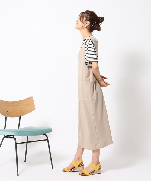 SHOO・LA・RUE(シューラルー)の「◆【2点セット】Vネックですっきり見えジャンスカ(アンサンブル・レディース・ライトベージュ/ブラック/オレンジ・04/03/02)」の7枚目の写真