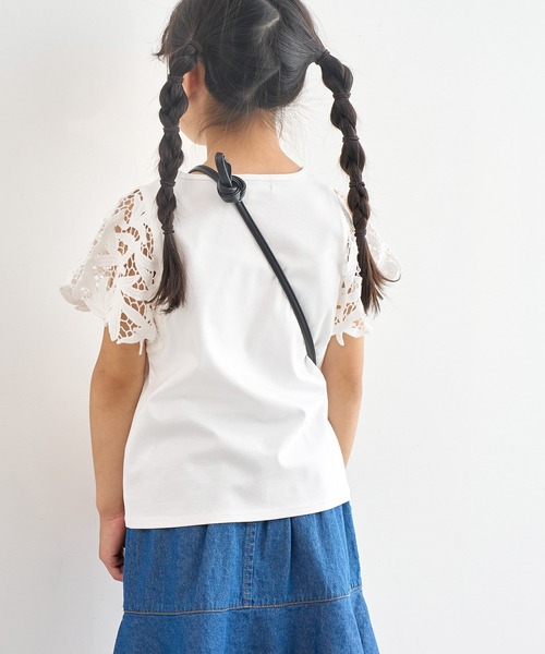 ROPE' PICNIC（ロペピクニック）の「【KIDS】リンクコーデ/袖レースカットトップス（Tシャツ/カットソー・キッズ・ブルー/ブラック/ホワイト・110/120/130/140/150）」の9枚目の写真