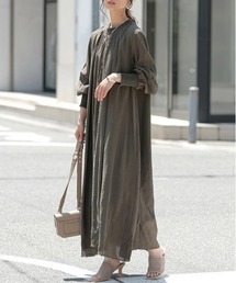 涼し気 楊柳 秋色リブワンピース
