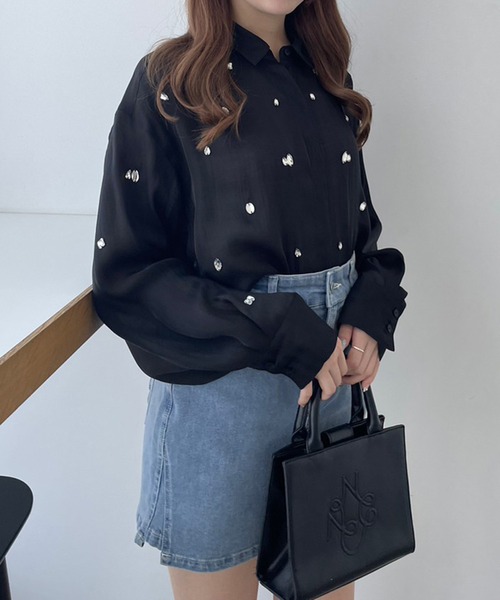 one after another NICE CLAUP（ワンアフターアナザーナイスクラップ）の「刺繍デニムスカート/セットアップあり（デニムスカート・レディース・ブルー/ブラック/ネイビー・FREE）」の10枚目の写真