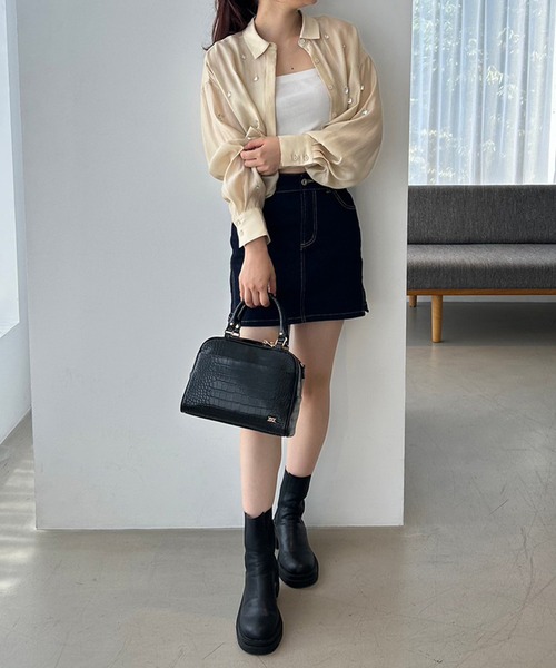 one after another NICE CLAUP（ワンアフターアナザーナイスクラップ）の「刺繍デニムスカート/セットアップあり（デニムスカート・レディース・ブルー/ブラック/ネイビー・FREE）」の8枚目の写真