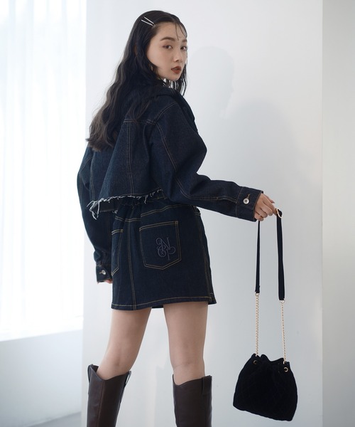 one after another NICE CLAUP（ワンアフターアナザーナイスクラップ）の「刺繍デニムスカート/セットアップあり（デニムスカート・レディース・ブルー/ブラック/ネイビー・FREE）」の4枚目の写真