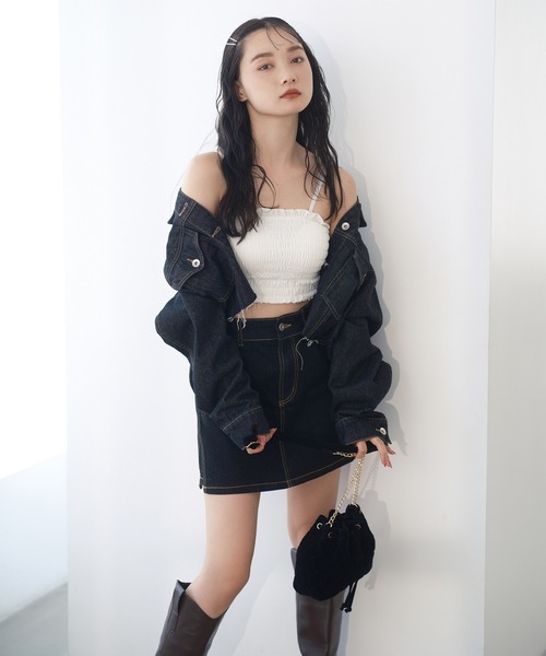 one after another NICE CLAUP（ワンアフターアナザーナイスクラップ）の「刺繍デニムスカート/セットアップあり（デニムスカート・レディース・ブルー/ブラック/ネイビー・FREE）」の5枚目の写真