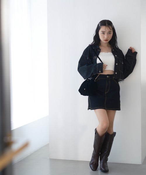 one after another NICE CLAUP（ワンアフターアナザーナイスクラップ）の「刺繍デニムスカート/セットアップあり（デニムスカート・レディース・ブルー/ブラック/ネイビー・FREE）」の6枚目の写真