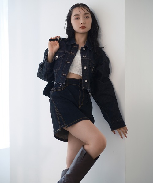 one after another NICE CLAUP（ワンアフターアナザーナイスクラップ）の「刺繍デニムスカート/セットアップあり（デニムスカート・レディース・ブルー/ブラック/ネイビー・FREE）」の7枚目の写真