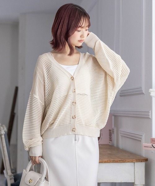 clear（クリア）の「透かし編みニットロングカーディガン≪2024SS≫（カーディガン/ボレロ・レディース・ブルー/アイボリー/イエロー系その他/ブラック・F）」の2枚目の写真