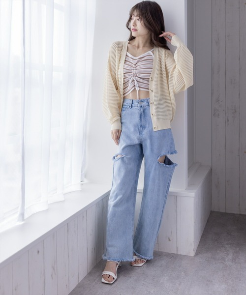 clear（クリア）の「透かし編みニットロングカーディガン≪2024SS≫（カーディガン/ボレロ・レディース・ブルー/アイボリー/イエロー系その他/ブラック・F）」の17枚目の写真