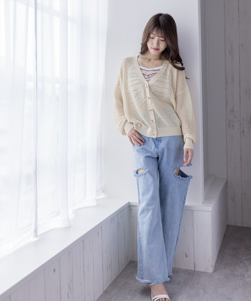 clear（クリア）の「透かし編みニットロングカーディガン≪2024SS≫（カーディガン/ボレロ・レディース・ブルー/アイボリー/イエロー系その他/ブラック・F）」の18枚目の写真