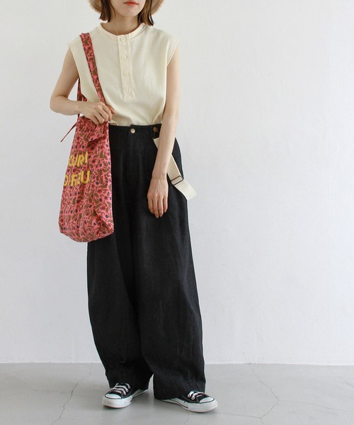 Crisp（クリスプ）の「ヘンリーフレンチワッフルTシャツ（Tシャツ/カットソー・レディース・コーラルピンク/アイボリー・FREE）」の15枚目の写真