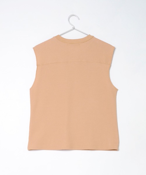 Crisp（クリスプ）の「ヘンリーフレンチワッフルTシャツ（Tシャツ/カットソー・レディース・コーラルピンク/アイボリー・FREE）」の10枚目の写真