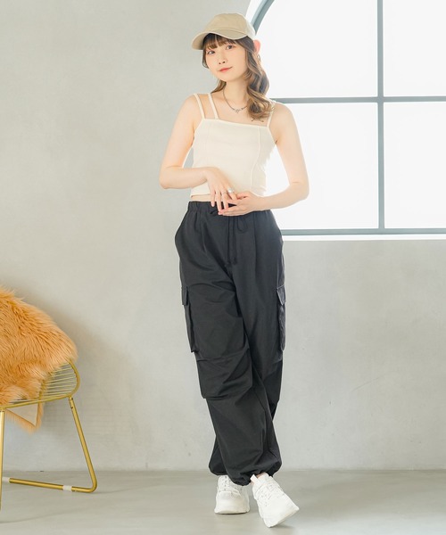 moulis'（ムーリス）の「アシメデザインキャミソール（キャミソール・レディース・ブラック/ホワイト/ベビーピンク・MEDIUM/LARGE/SMALL）」の4枚目の写真