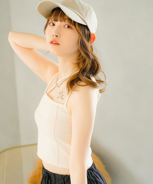 moulis'（ムーリス）の「アシメデザインキャミソール（キャミソール・レディース・ブラック/ホワイト/ベビーピンク・MEDIUM/LARGE/SMALL）」の6枚目の写真