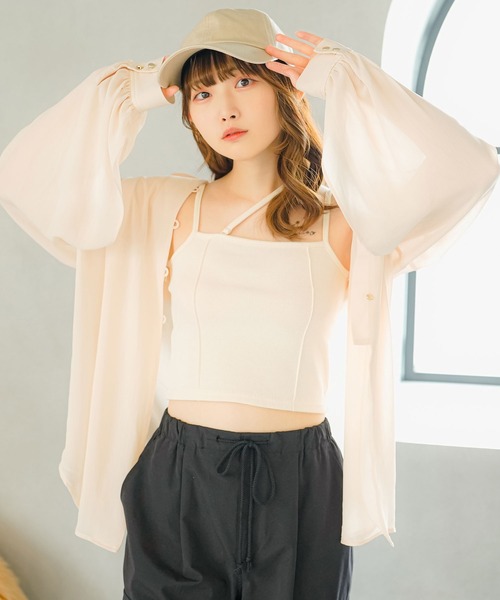 moulis'（ムーリス）の「アシメデザインキャミソール（キャミソール・レディース・ブラック/ホワイト/ベビーピンク・MEDIUM/LARGE/SMALL）」の7枚目の写真