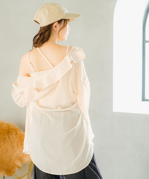 moulis'（ムーリス）の「アシメデザインキャミソール（キャミソール・レディース・ブラック/ホワイト/ベビーピンク・MEDIUM/LARGE/SMALL）」の9枚目の写真