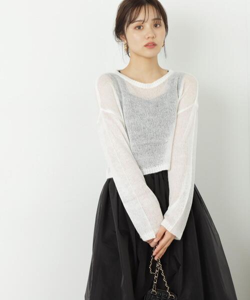 PROPORTION BODY DRESSING（プロポーションボディドレッシング）の「ショートメッシュニット / 1213270912（ニット/セーター・レディース・ホワイト/ベージュ/グレー・FREE）」の2枚目の写真