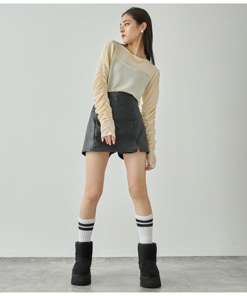 ANAP(アナップ)の「袖シャーリングトップス(Tシャツ/カットソー・レディース・アイボリー/オレンジ/ブラック・FREE)」の9枚目の写真