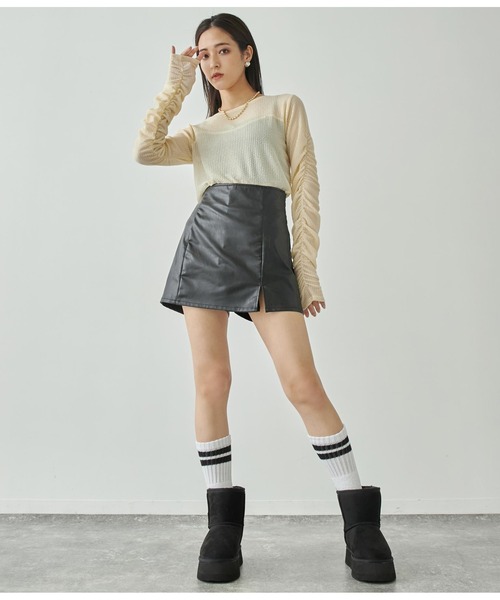 ANAP(アナップ)の「袖シャーリングトップス(Tシャツ/カットソー・レディース・アイボリー/オレンジ/ブラック・FREE)」の11枚目の写真