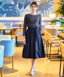 【洗える】タフタスカートドッキングワンピース