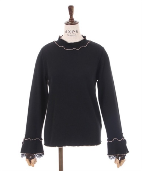 axes femme（アクシーズファム）の「袖レースバイカラーメロープルオーバー（Tシャツ/カットソー・レディース・ブラック/ミント/ワイン/キナリ・FREE）」の17枚目の写真