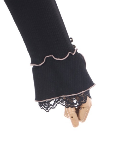 axes femme（アクシーズファム）の「袖レースバイカラーメロープルオーバー（Tシャツ/カットソー・レディース・ブラック/ミント/ワイン/キナリ・FREE）」の21枚目の写真