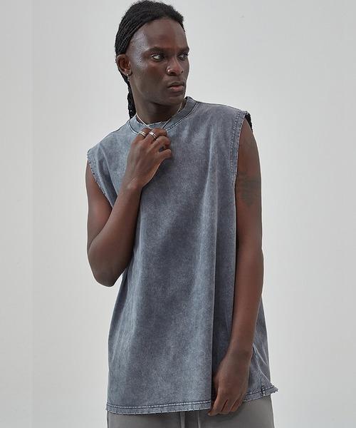 WESTSEA(ウエストシー)の「無地 ロング丈ノースリーブTシャツ 色落ち タンクトップ(タンクトップ・メンズ・チャコールグレー/グレー/ブラック・L/XL/M)」の3枚目の写真