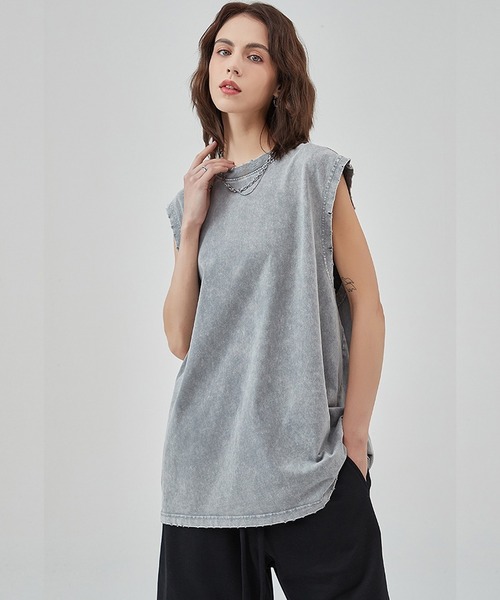WESTSEA(ウエストシー)の「無地 ロング丈ノースリーブTシャツ 色落ち タンクトップ(タンクトップ・メンズ・チャコールグレー/グレー/ブラック・L/XL/M)」の7枚目の写真