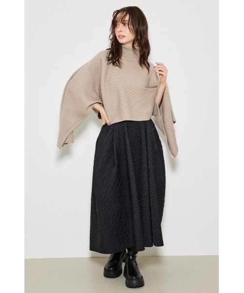 rienda(リエンダ)の「ジップスリーブショートニットトップス 2WAY(ニット/セーター・レディース・ベージュ/ブラック/アイボリー/グリーン/レッド・FREE)」の8枚目の写真