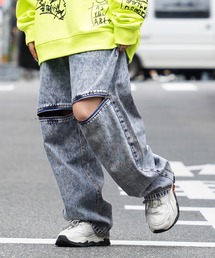 膝ZIP ワイドバギーパンツ / Knee ZIP Wide Baggy Pants