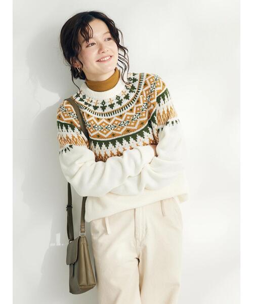 CRAFT STANDARD BOUTIQUE（クラフトスタンダードブティック）の「【男女兼用】求心柄クルーネックニット（ニット/セーター・レディース・ブラウン/杢グレー/アイボリー・M/L）」の4枚目の写真