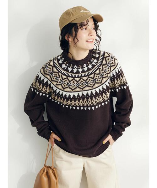 CRAFT STANDARD BOUTIQUE（クラフトスタンダードブティック）の「【男女兼用】求心柄クルーネックニット（ニット/セーター・レディース・ブラウン/杢グレー/アイボリー・M/L）」の6枚目の写真