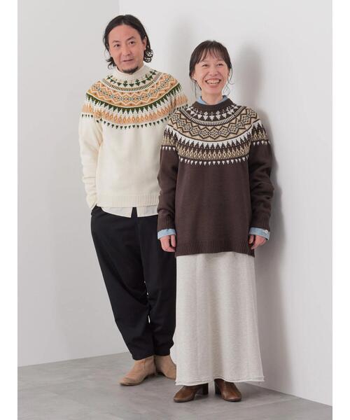 CRAFT STANDARD BOUTIQUE（クラフトスタンダードブティック）の「【男女兼用】求心柄クルーネックニット（ニット/セーター・レディース・ブラウン/杢グレー/アイボリー・M/L）」の7枚目の写真