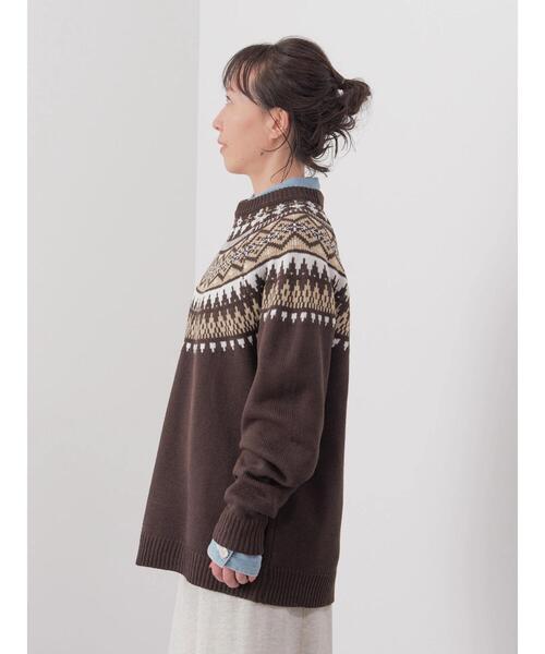 CRAFT STANDARD BOUTIQUE（クラフトスタンダードブティック）の「【男女兼用】求心柄クルーネックニット（ニット/セーター・レディース・ブラウン/杢グレー/アイボリー・M/L）」の9枚目の写真