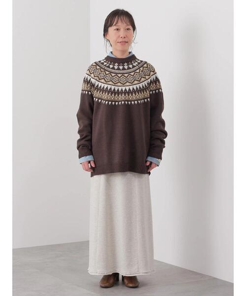 CRAFT STANDARD BOUTIQUE（クラフトスタンダードブティック）の「【男女兼用】求心柄クルーネックニット（ニット/セーター・レディース・ブラウン/杢グレー/アイボリー・M/L）」の11枚目の写真