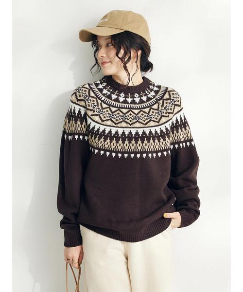 CRAFT STANDARD BOUTIQUE（クラフトスタンダードブティック）の「【男女兼用】求心柄クルーネックニット（ニット/セーター・レディース・ブラウン/杢グレー/アイボリー・M/L）」の14枚目の写真