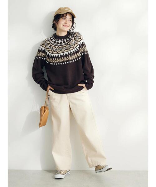 CRAFT STANDARD BOUTIQUE（クラフトスタンダードブティック）の「【男女兼用】求心柄クルーネックニット（ニット/セーター・レディース・ブラウン/杢グレー/アイボリー・M/L）」の15枚目の写真