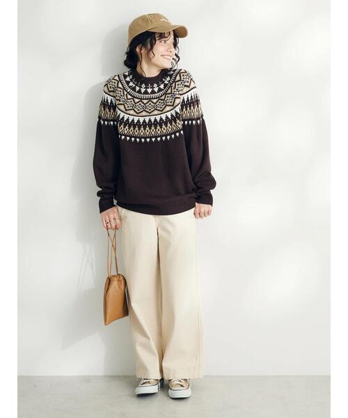 CRAFT STANDARD BOUTIQUE（クラフトスタンダードブティック）の「【男女兼用】求心柄クルーネックニット（ニット/セーター・レディース・ブラウン/杢グレー/アイボリー・M/L）」の16枚目の写真