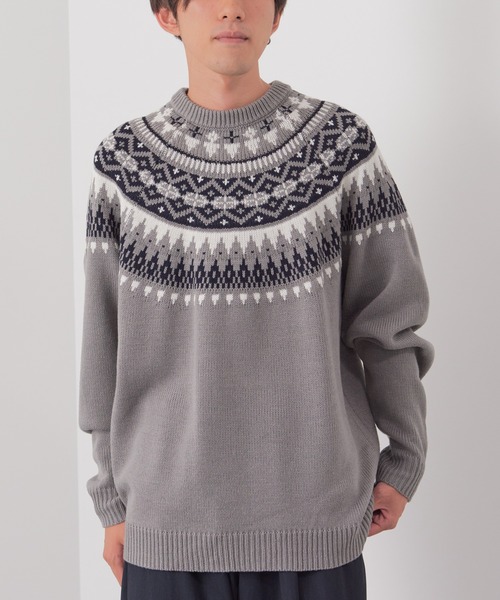 CRAFT STANDARD BOUTIQUE（クラフトスタンダードブティック）の「【男女兼用】求心柄クルーネックニット（ニット/セーター・レディース・ブラウン/杢グレー/アイボリー・M/L）」の3枚目の写真