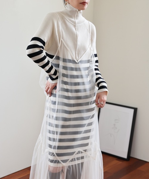 ULEULA(ウルア)の「チュールロングキャミワンピース(ワンピース・レディース・アイボリー/ブラック・FREE)」の16枚目の写真