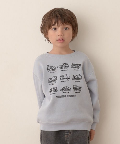 b・ROOM（ビールーム）の「【表コットン毛玉バイバイ裏起毛】アソートスウェット（スウェット・キッズ・チャコール/ラベンダー/ブルーグリーン/アイボリー/グレイッシュベージュ/ブルーグレー・120cm/110cm/130cm/100cm）」の3枚目の写真