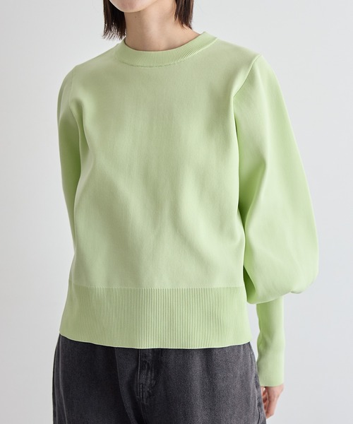 新色追加]ロングリブボリューム袖ニットプルオーバー【サスティナブル