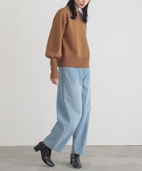 for/c（フォーシー）の「[新色追加]ロングリブボリューム袖ニットプルオーバー【サスティナブル】（ニット/セーター・レディース・アイボリー/ブラック/グレー/ベージュ/ネイビー/オフホワイト/ブラウン/ライトグリーン・LL/M/L）」の12枚目の写真