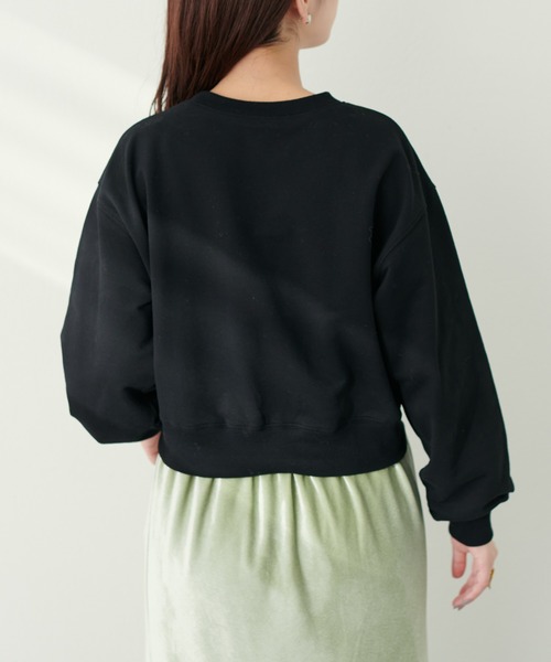 natural couture（ナチュラルクチュール）の「ビジュー×パールショート丈裏起毛プルオーバー（Tシャツ/カットソー・レディース・ブラック/オフホワイト/グレー・FREE）」の12枚目の写真