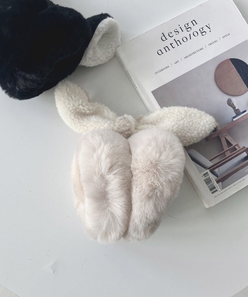 AS KNOW AS plus（アズノゥアズプラス）の「ネコ耳  ウサ耳  耳付きイヤーマフ（イヤーマフ・レディース・グレー系/アイボリー系/ブラック系1/アイボリー系1/ブラウン系/グレー系1・FREE）」の9枚目の写真