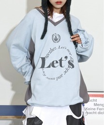 [UNISEX] [6clolor] Y2KティーンコアレタリングVネックスウェットパーカー