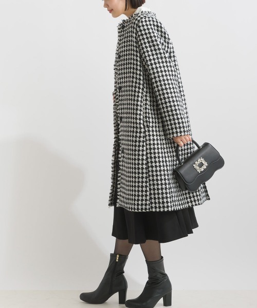 PICCIN（ピッチン）の「ツイードロングコート（ノーカラーコート