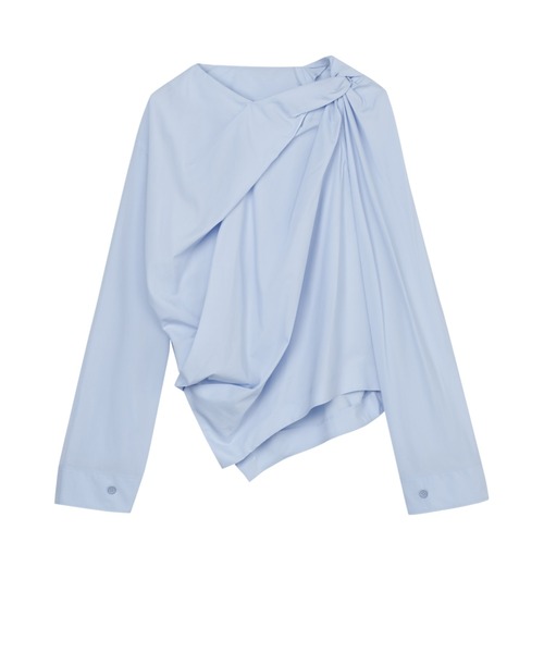 JNBY(ジェーエヌビーワイ)の「Knotted Cotton-poplin Shirt(シャツ/ブラウス・レディース・ブルー/ホワイト・38/40)」の5枚目の写真
